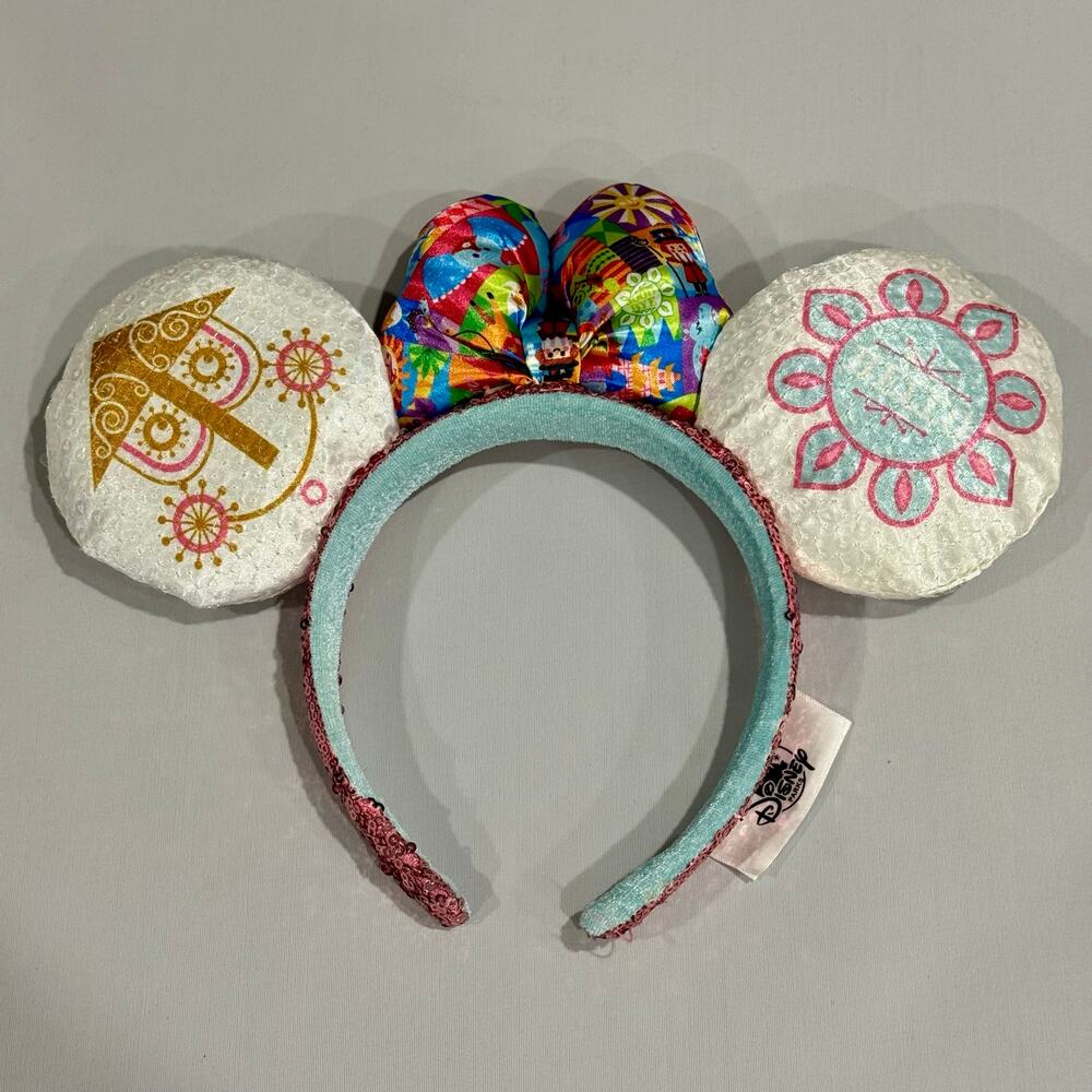 Disney Parks Its A Small World Minnie Mouse Ear Headband Mary Blair Clock Bow